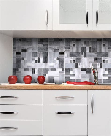 Gray Modern Metal Kitchen Backsplash Tile