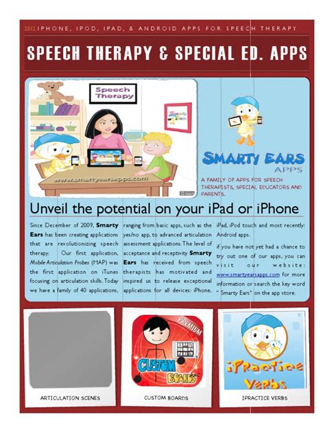 Smarty Ears Apps For Speech Therapy And Special Education List Pdf