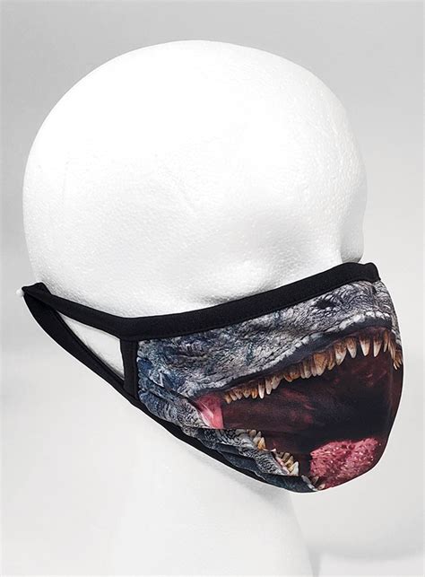 Universal Studios Parks Face Mask Jurassic World Dinosaurs Raptor Blue Open Mouth Hedgehogs