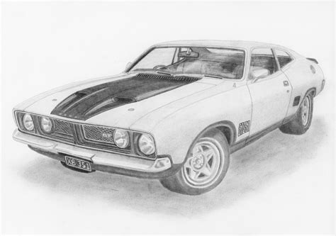 Artstation Pencil Drawing Ford Xb Falcon Gt Coupe