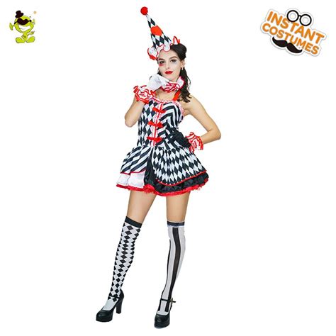 Woman Sexy Clown Costume Carnival Party Role Play Colorful Jester Outfits For Women Deluxe