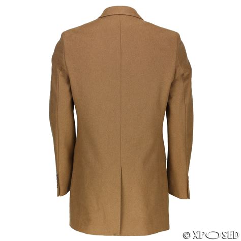 mens vintage wool 3 4 long overcoat tweed crombie winter jacket black grey navy ebay