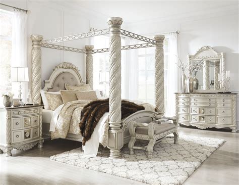 cassimore north shore pearl silver upholstered poster canopy bedroom