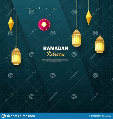 Ramadan Kareem Green Background With Combination Of Shiny Golden