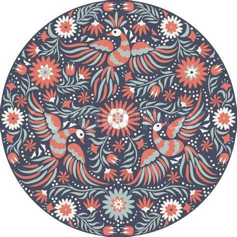 Geometric patterns vector pack free vector. Mexican embroidery round pattern. Red ... | Stock vector ...