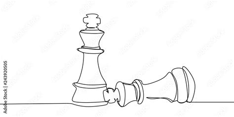 Chess Player Bearing Down The Opponent Continuous One Line Drawing