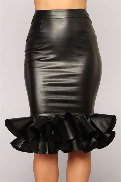 Briella Faux Leather Skirt Black Fashion Nova Luxe Fashion Nova