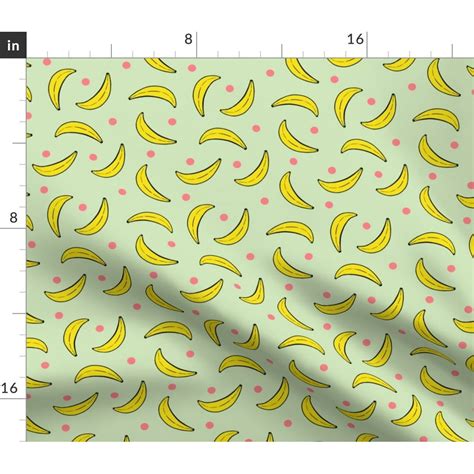 Bananas Polka Dots Pink Bright Fruit Fun Kids Spoonflower Fabric By The