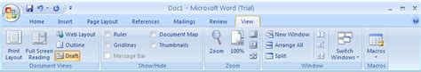 Print Layout View Document View Editing Microsoft Office Word