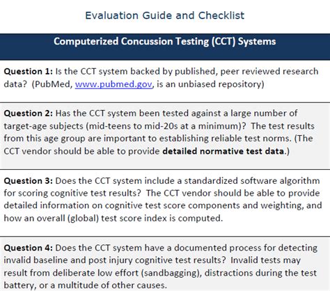 Evaluating Computerized Concussion Testing Systems Mybraintest