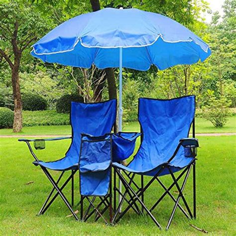 Double Camping Folding Chair And Umbrella Camp Stuffs