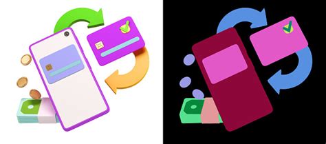 온라인 은행 서비스의 개념 화면에 신용 카드가있는 스마트 폰과 동전이있는 지폐 3d 렌더링 일러스트 레이 션 알파 3차원 형태에 대한 스톡 사진 및 기타 이미지 Istock
