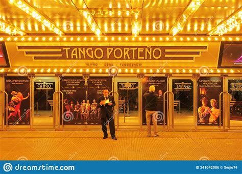 Entrance Of The Theatre Tango Porteno At Evening Time Editorial Photo
