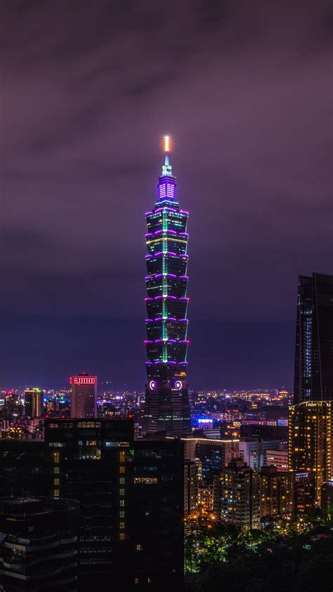 Taipei 101 Wallpaper 4k City Skyline Skyscraper Cityscape Night