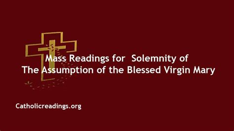 Daily Mass Readings For August 15 2024 Solemnity Of Assumption Of Mary
