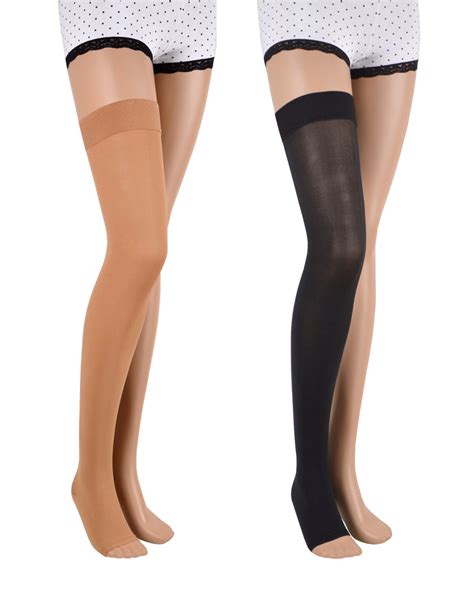 23 32 mmhg open toe thigh high compression stockings assistica