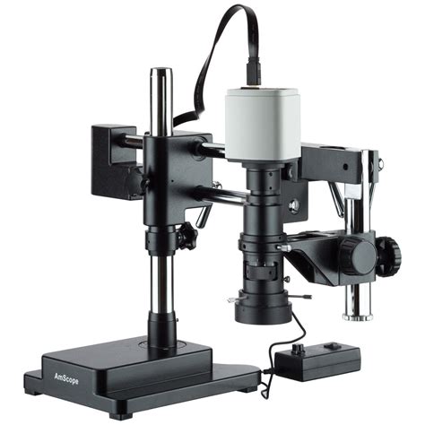 Industrial Inspection Zoom Monocular Microscope With Double Arm Stand