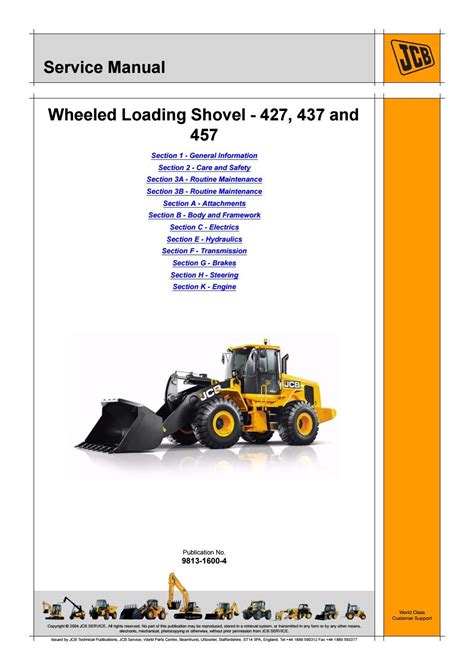 Jcb Wheeled Loader 427 437 457 T4i Service Manual Pdf Download