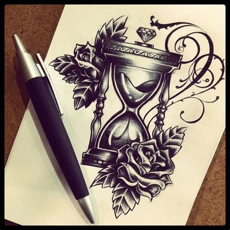 Hourglass Tattoo Rose Tattoos Time Tattoos