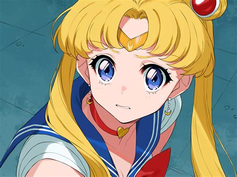 Blue Eyes Anime Girls Tsukino Usagi Blonde Sailor Moon