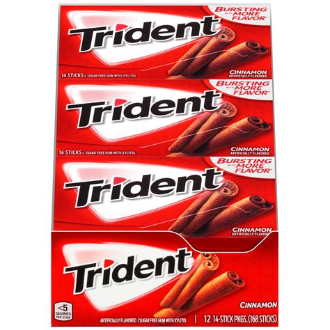 Trident Sugar Free Cinnamon Chewing Gum 14 Pcs 12 Ct