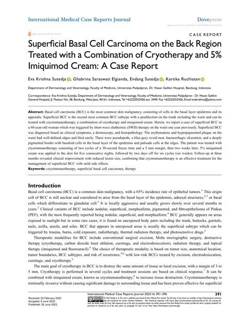 Pdf Superficial Basal Cell Carcinoma On The Back Region Treated With