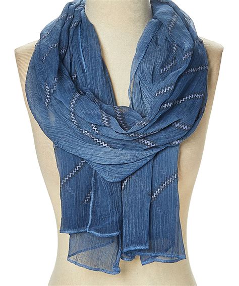 Oussum Navy Scarfs For Women Winter Summer Fashion Zigzag Scarves