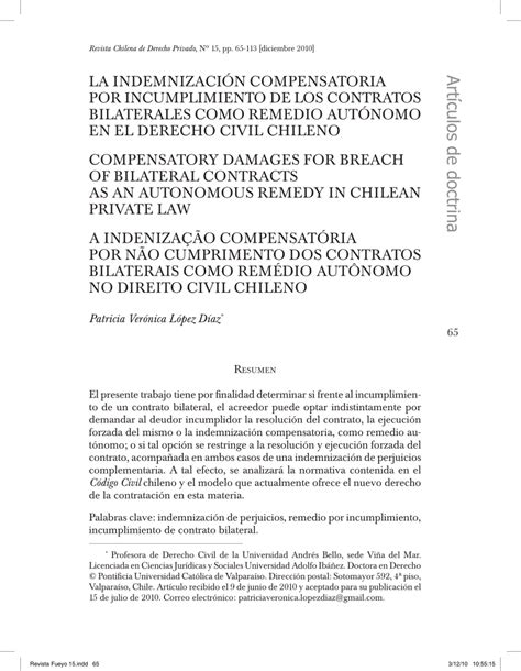 pdf la indemnizaciÓn compensatoria por incumplimiento de los contratos bilaterales como