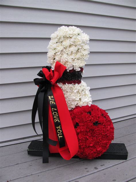 Bowling PIn and Ball Funeral Flower Arrangements, Funeral Flowers