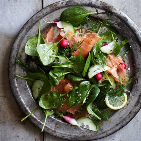 Smoked Salmon Spinach Salad With Lemon Dill Dressing Recipe