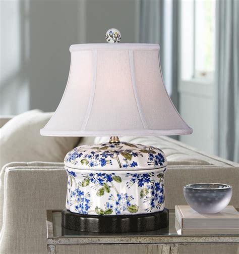 Table Lamps Blue And Green Floral Oval Porcelain Jar Accent Table