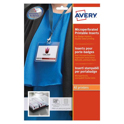 Avery Name Badges Laser Printable Refill Kit 8 Per Sheet W86xh55mm Ref