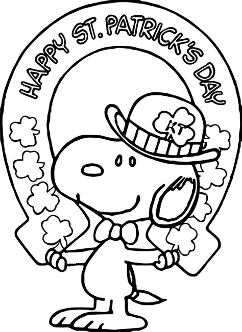 Patrick's day pot of gold coloring page 9. Beachy St Patrick Snoopy All Saint Day Coloring Page ...