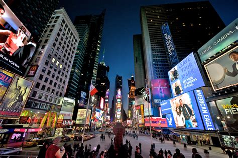 Times Square New York Usa City Cities Neon Lights