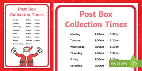 Mostly it a question of volume of mail in the boxes. Editable Christmas Post Box Collection Times Display Sign