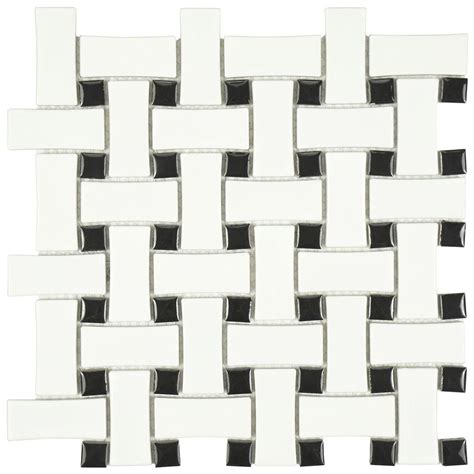 For example, the diagonal inlay in our boulevard nero marquina and carrara marble mosaic tile will add a playful touch as a black and white kitchen backsplash or stunning floor design. SomerTile 10.5x10.5-inch Victorian Dog Bone Basket Weave White/Black Porcelain Mosaic Floor and ...