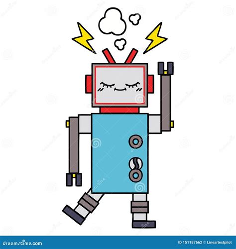 A Creative Cute Cartoon Dancing Robot Stock Vector Illustration Of