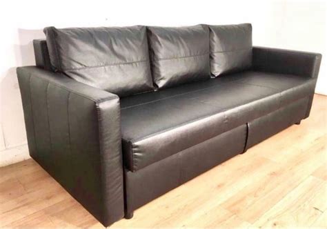 Sofa Bed Ikea Frihiten Black Leather Col Good Condi Comfy 3 4 Seater