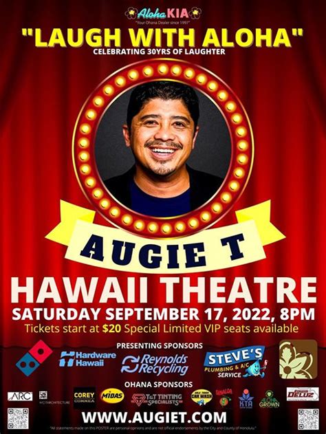 2022 Comedy Showcase With Augie T Hawaii Theatre Center Honolulu