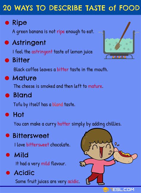 This printable is a set of 18 flashcards to introduce adjectives to describe food to young learners. Food Adjectives: 20 Words to Describe Food & Taste (With ...