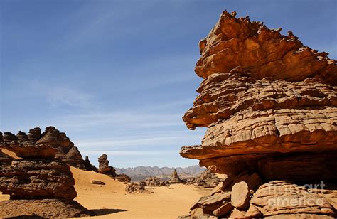 Natural Rock Formations In The Akakus Mountains In The Sahara Desert