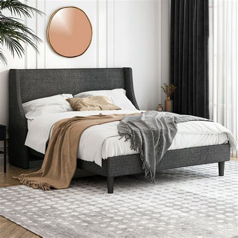 Amolife Full Size Modern Platform Upholstered Bed Frame With Deluxe
