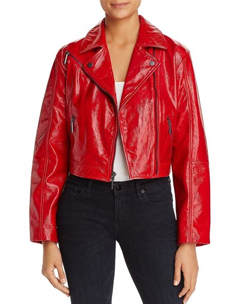 women red cropped leather jacket leather jackets for women women biker jackets · bishoo