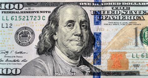 Close Up Of New One Hundred Dollar Bill Stock Photo Download Image