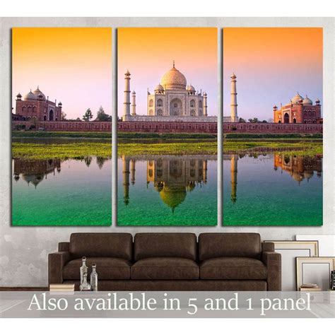 Taj Mahal With Tri Color Flag India №2222 Ready To Hang Canvas Print