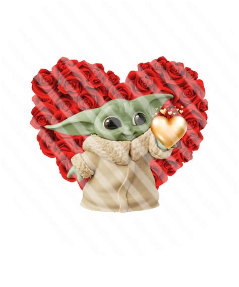 Baby Yoda Rose Hearts Digitalgraphicpng Etsy