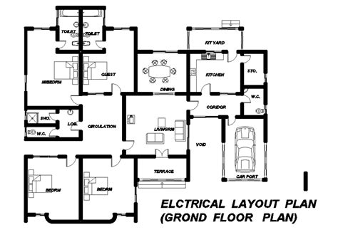 Electrical Layout Of X M House Plan Is Given In This Autocad Drawing File This Is Single