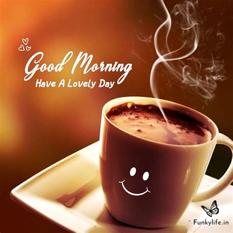 a cup of coffee with steam coming out of it and the words good morning