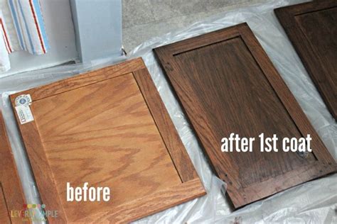 Gel Stain After 1st Coat Transforming Honey Oak Into A Beautiful
