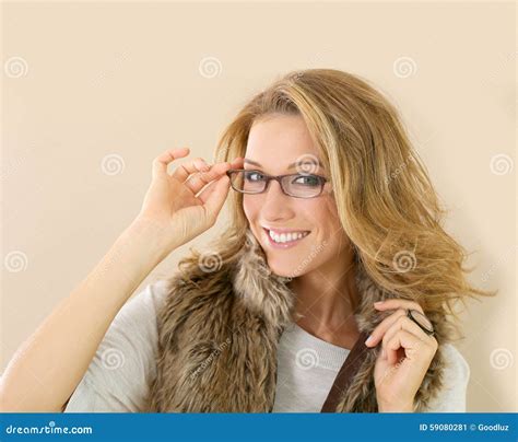 Attractive Mature Woman With Eyeglasses Isolated Stock Image Image Of